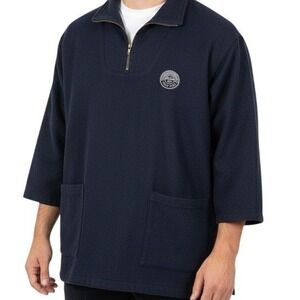 Lee Valley Wool 3/4 Sleeve Smock XXL Ireland Made Mt Washington State Park Navy